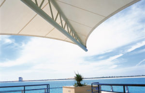 Abu Dhabi Corniche | Underside of PTFE Tensile Membrane Canopy