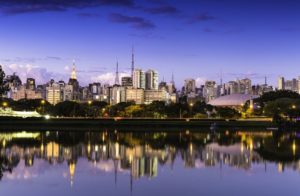 Sao Paulo skyline in evening.