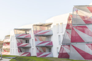 Facade on side of building.