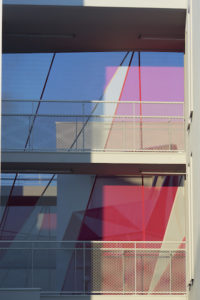 Facade on side of building.