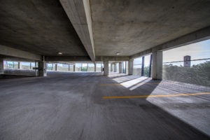 Rice University parking garage.