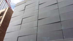 Parking garage exterior.